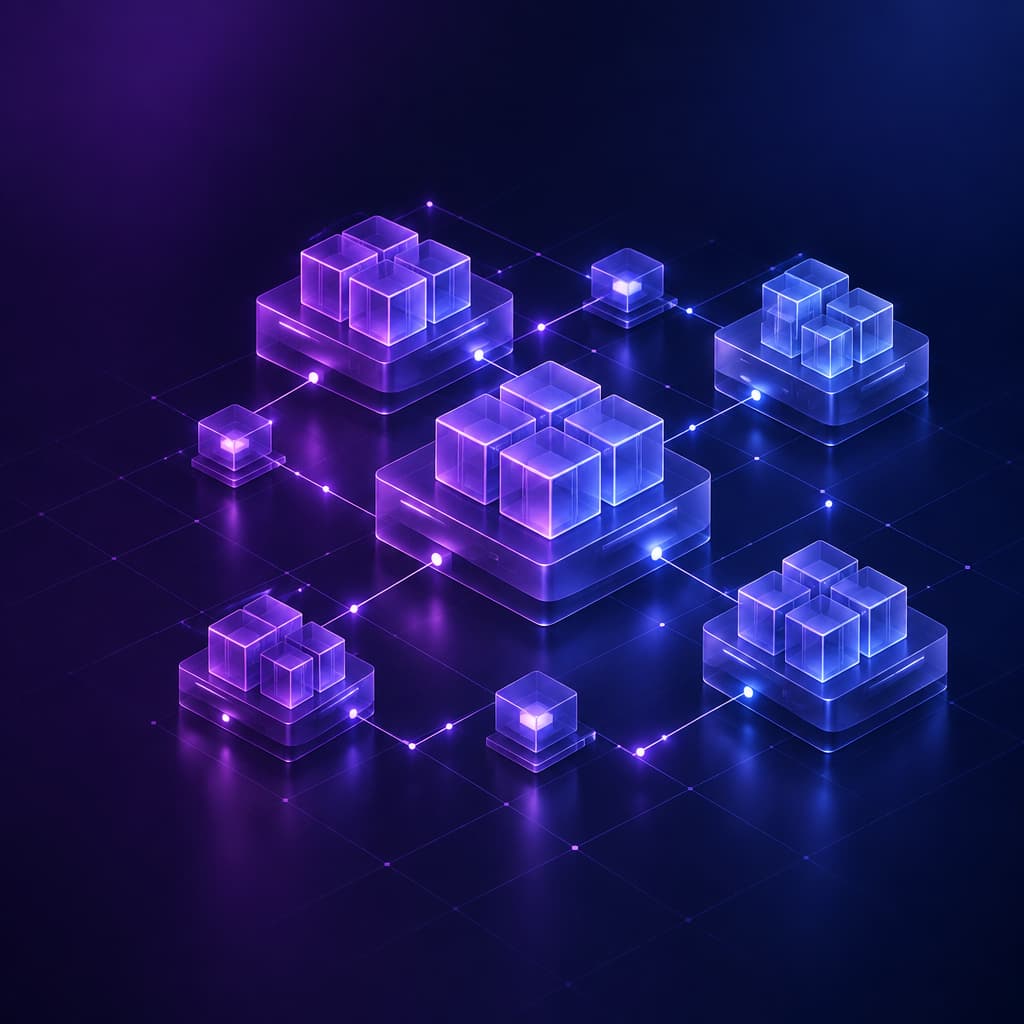 Schematische Kubernetes-Infrastruktur mit verbundenen Anwendungscontainern
